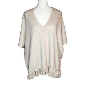 NEW Wrap London Tassle Poncho Organic Cotton Ecru Size 8
